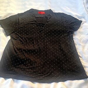 Jennifer Lopez Black & White Polka Dot Women's Top, Size: L